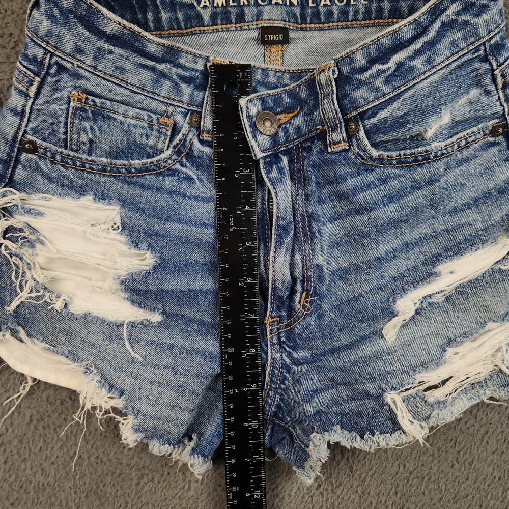 American Eagle Denim Mom Short Womens 00 High Rise Distress STRIGID Cutoff 24x2" - Picture 7 of 12